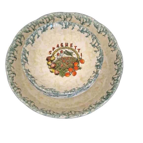 Himark Ceramic Spaghetti Serving Bowl Set 5 Piece Made in Italy Vintage Blate - Picture 1 of 13